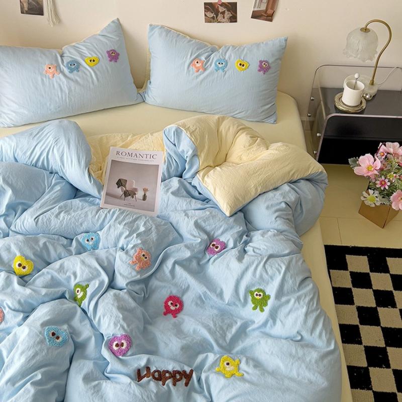 Bedding Pure Cotton Four-piece Set, Quilt Cover, Quilt Cover, Bed Sheet, Human Dormitory Three-piece Set