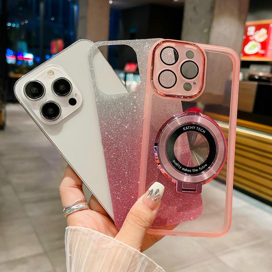 For iPhone 15 14 13 12 11 Pro Max Bling Ring Holder Anti-Shock Case Glitter Rugger Armor TPU Case For iPhone 15 14 Plus