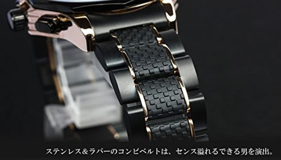 Watch Chronograph Water Resistant To 10 ATM Business Formal Italian Brand Limited Model SM15104 X Pink [Salvatore Mara] Men's (Black Gold) [Item]