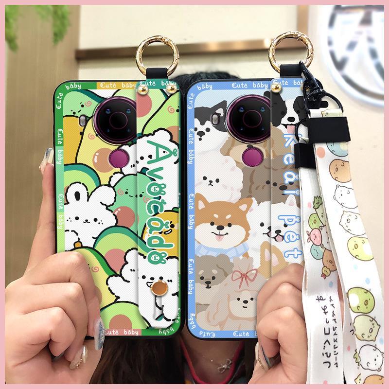 Wrist Strap Dirt-resistant Phone Case For Nokia 5.4 Back Cover Durable Wristband Silicone Soft Case Protective Cartoon