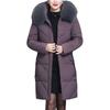Winter Women Cotton Jacket with Furry Hood Neck Protection Plus Size Pockets Mid Length Zipper Closure Padded Coat Solid Color Windproof Outwear Parka