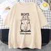EECNTE CAT Забавная футболка с графикой Русский шрифт Модный стиль Футболка с коротким рукавом Хлопок Мягкие футболки Женская Одежда Унисекс