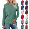 Women's Fashion Casual Long Sleeve Round Neck Pullover Top Blouse
