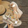 Fashion Women Sandals Bohemian Style Wedge Sandals Summer Thick Sole Non Slip Beach Shoes Woman Colorful Bead Chunky Platform Sandals