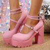 Women Sandals 2025 Mary Janes Shoes Platform Fashion High Heel Sandals Women Summer New Lolita Shoes Chunky Pumps Zapatos Mujer