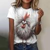 Women's T Shirt 3D Rabbit Print Casual Short Sleeve T-Shirts Summer Fashion Streetwear O Neck Pullover Female Oversized Clothing