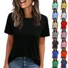 Womens' Fashionable And Casual Solid-color Basic Round-neck Short-sleeved Top