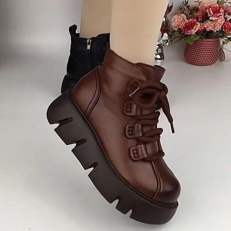 Soft Leather High-top Cotton Shoes Women's 2024 New Winter Velvet Thickened Warm Short Boots Thick-soled Non-slip Cotton Boots Snow Boots