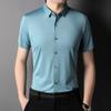Solid Color Ice Silk No-iron Short-sleeved Shirt Men's Seamless Breathable Quick-drying Shirt Men's Elastic Half-sleeved Business Men's Clothing
