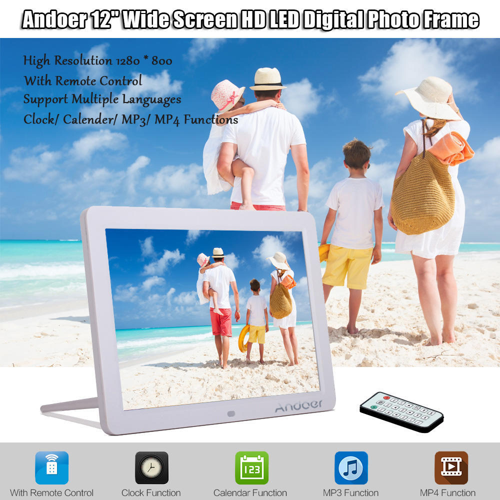 Andoer 12" Wide Screen HD LED Digital Picture Frame Digital Album High Resolution 1280*800