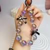 Bowknot Crystal Bead Phone Chain For Iphone Android Mobile Device Hanging Rope Bag Decoration Key Rings Anti-Lost Keychain