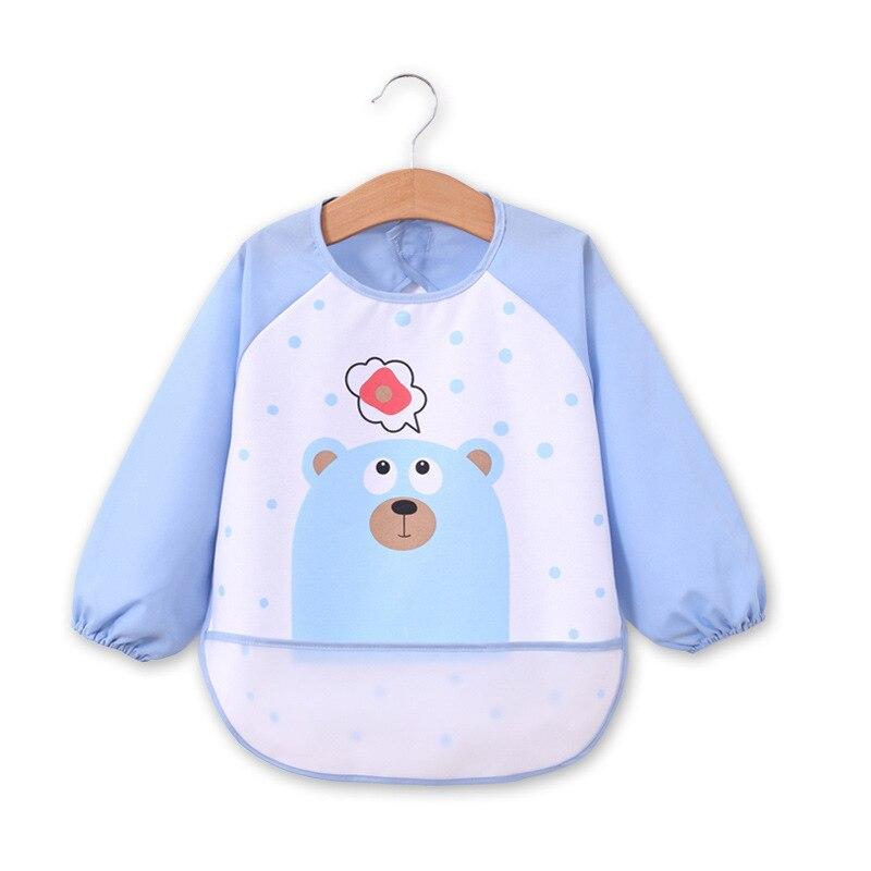 Baby Cute Cotton Bibs Waterproof  Cartoon Baby Long Sleeve Burp Choth Infant Eating Children Drawing Apron Baby Self Feeding Bib