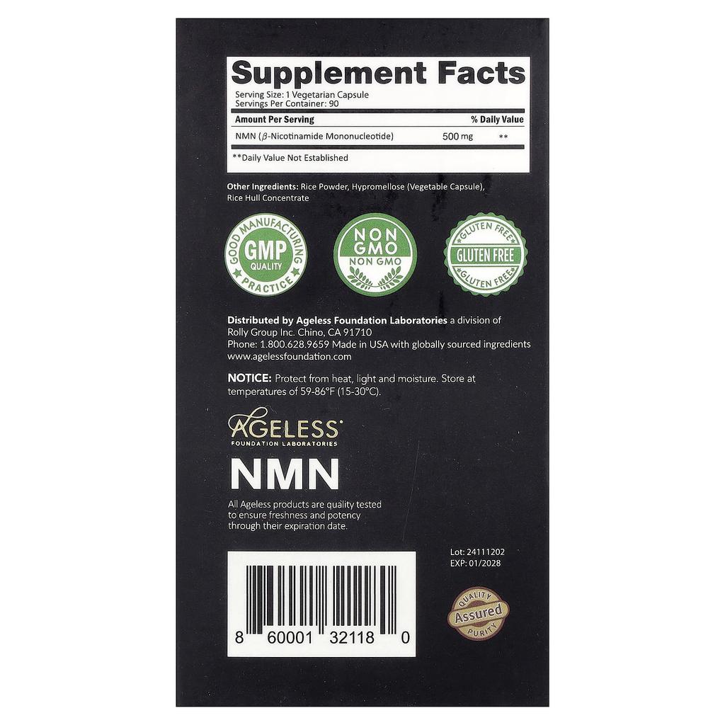 Nmn, 500Mg, 90 Veggie Caps