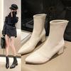 Martin Boots Pointed Korean Version High Thick Heel Zipper Short Boots for Women