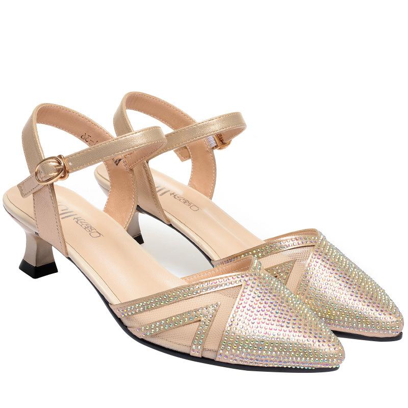 Women's Shoes Slingback Pointed Toe Summer 2025 Hollow Rhinestones Footwear Transparent Diamond Fashion Buckle Strap Gauze