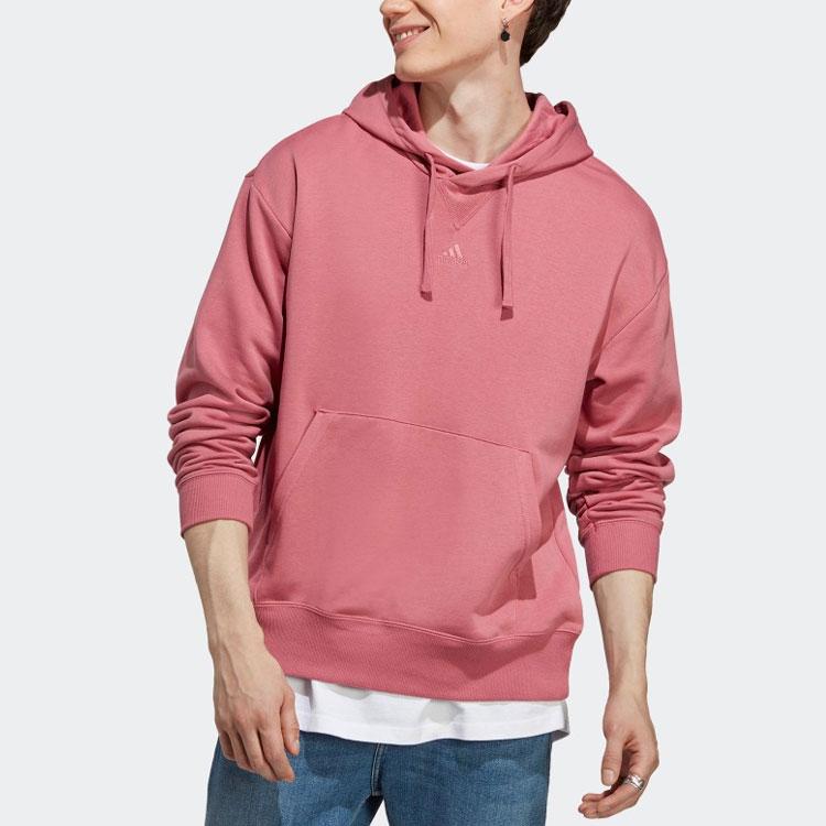 Adidas Solid Color Logo Embroidered Hoodie Men Tops Rose IC9762