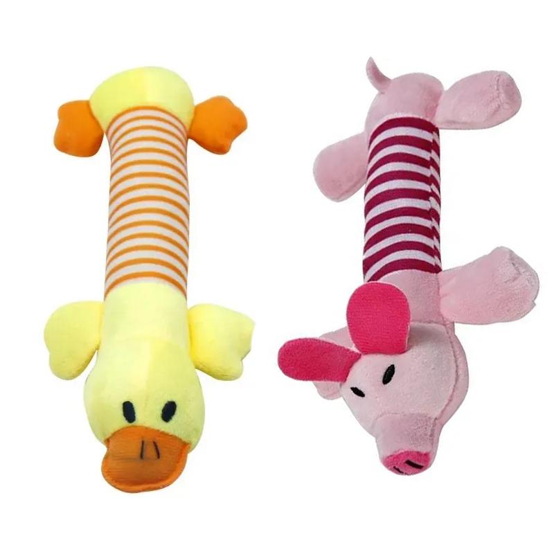 2 Pack Molar Dog Toy Plush Supplies Fit For All Puppy Pet Squeak Chew Toy Funny Durable Chew Elephant Duck Pig Toy Pets Supplies