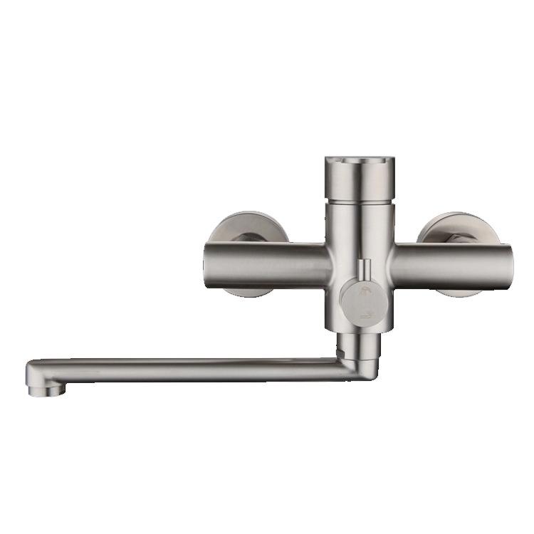 304 Stainless Steel Dual-Use Kitchen Faucet: Hot/Cold, Floor-Standing, Thickened for Vegetable Sink