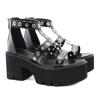 Black Chuky Heel Gladiator Sandals Platform Women Shoes Pumps Ankle Strap Open Toe Casual Shoes Cosplay Lolita Zapatos De Mujer