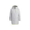 Striped Trim Reversible Zip-Up Hooded Long Sleeve Cotton Jacket Women Jacket Gray H23078
