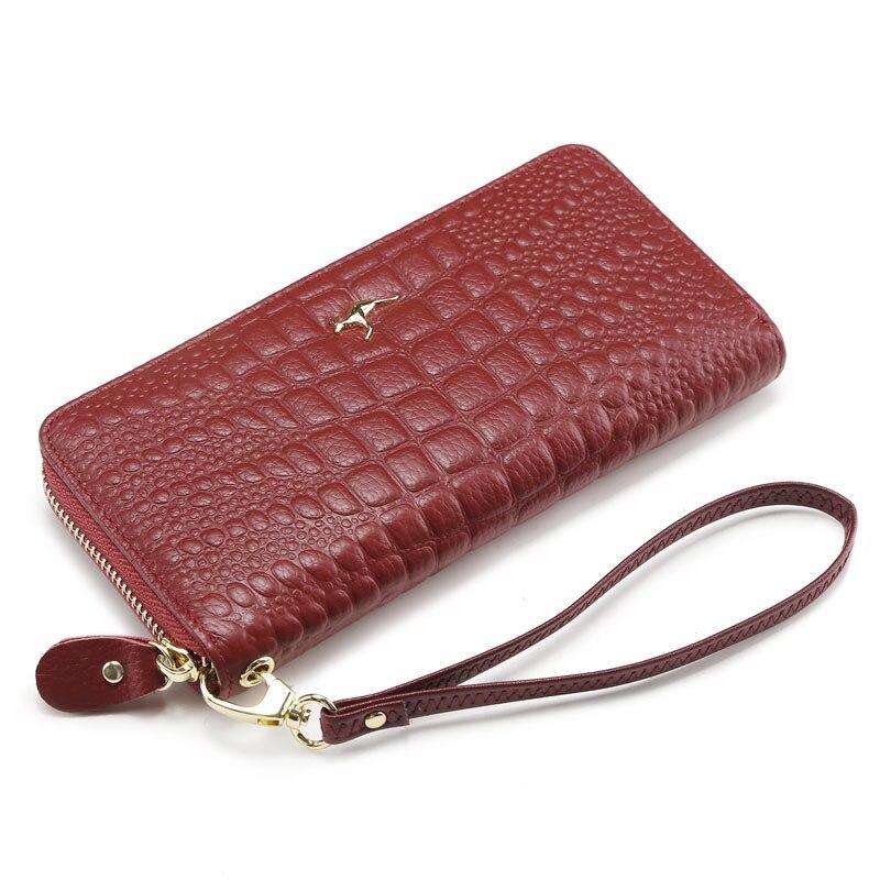KANGAROO KINGDOM Fashion Women Wallet Genuine Leather Long Zipper Clutch Purse Card Holder Phone Wallet Brand