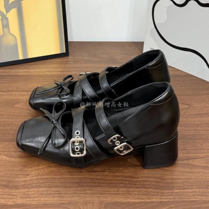 2025 Внутренние Увеличенные Одиночные Туфли Женские 2025 Новые Весенне-Осенние Летние Массивные Туфли Мэри Джейн на Высоком Каблуке