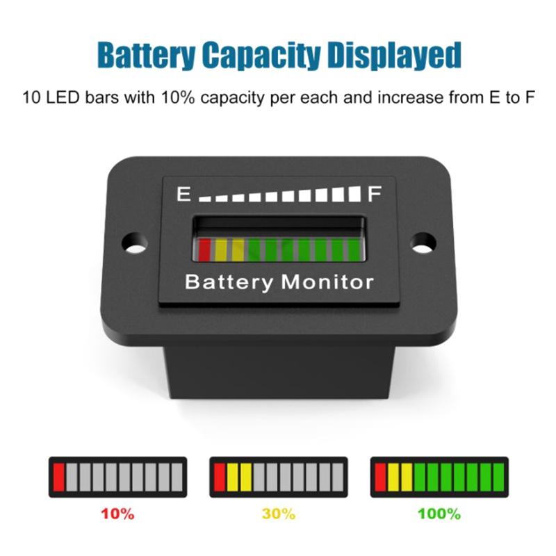 Led Battery Meter Battery Level Monitor 12V 24V 36V 48V 60V 72V Waterproof Lithium Acid Monitor Gauge For Golf Cart Rv Boat Car