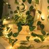 Artificial Vine Fairy Lights 2M 20 LED Leaf Plants Garland Lamp Green Leaf String Lights Weeding