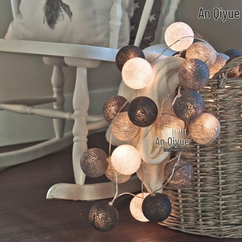 LED Cotton Ball Fairy Lights - Christmas & Bedroom Decor