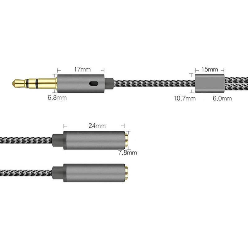 3.5mm Audio Splitter Y Jack 1 Male To 2 Female M/F 3.5mm Stereo Earphone Connector Adapter Earphone Accessories