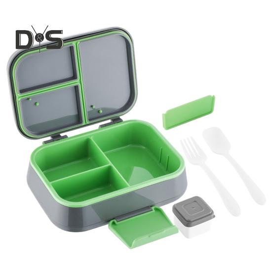 Bento Lunch Box with Sauce Cup Fork Spoon 3-Compartment Lunch Container BPA-Free Child-Friendly Snack Containers for Girls Boys