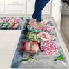 1Pcs Anti Fatigue Kitchen Rugs Romantic Flower Print Waterproof Non-Slip Thick Cushioned Kitchen Mat Heavy Duty Comfort Standing Mat for Kitchen