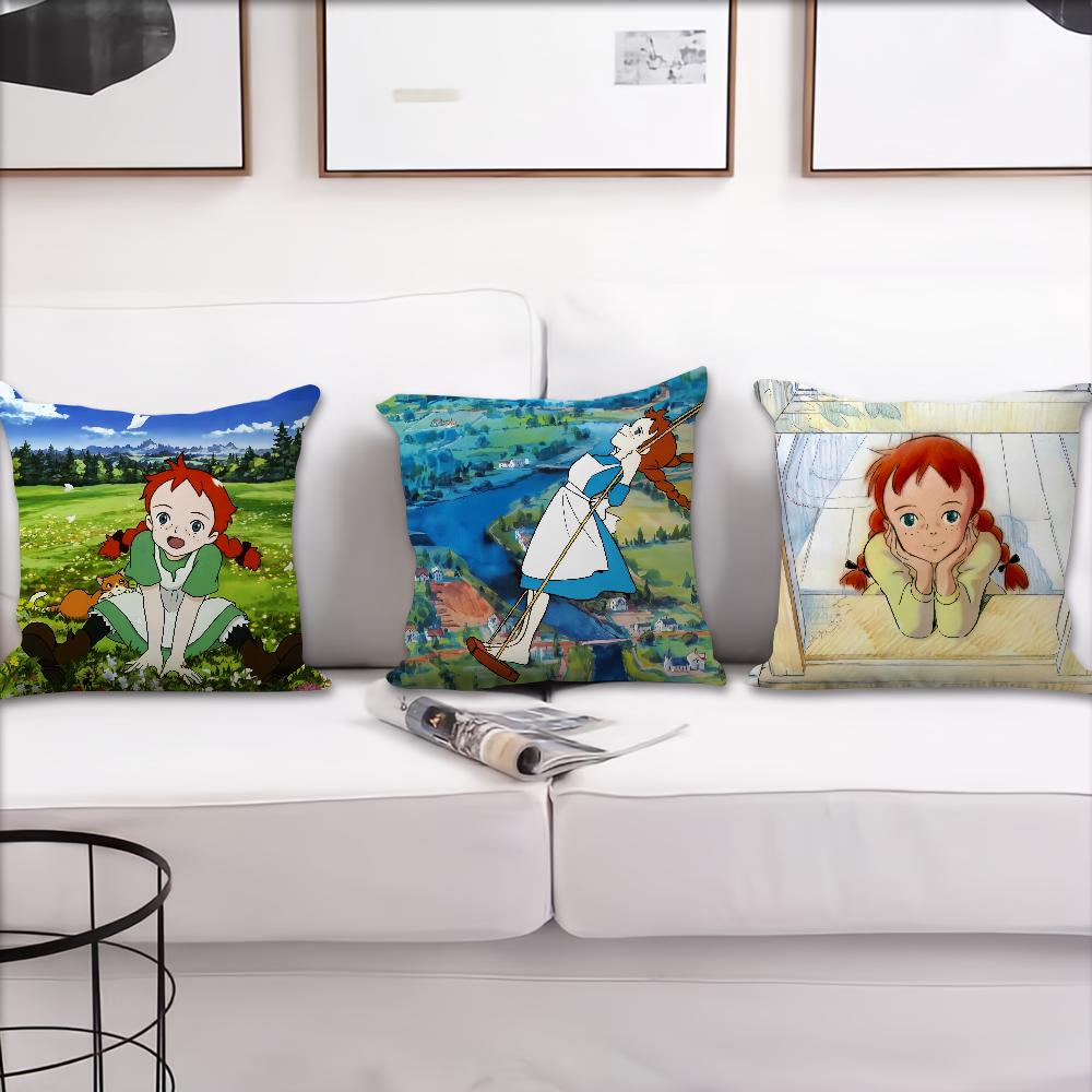 Cartoon Manga Anume a-Anne of Green Gables Soft Comfortable Pillow Case for Sofa Living Room Home Office Decor Protective Covers