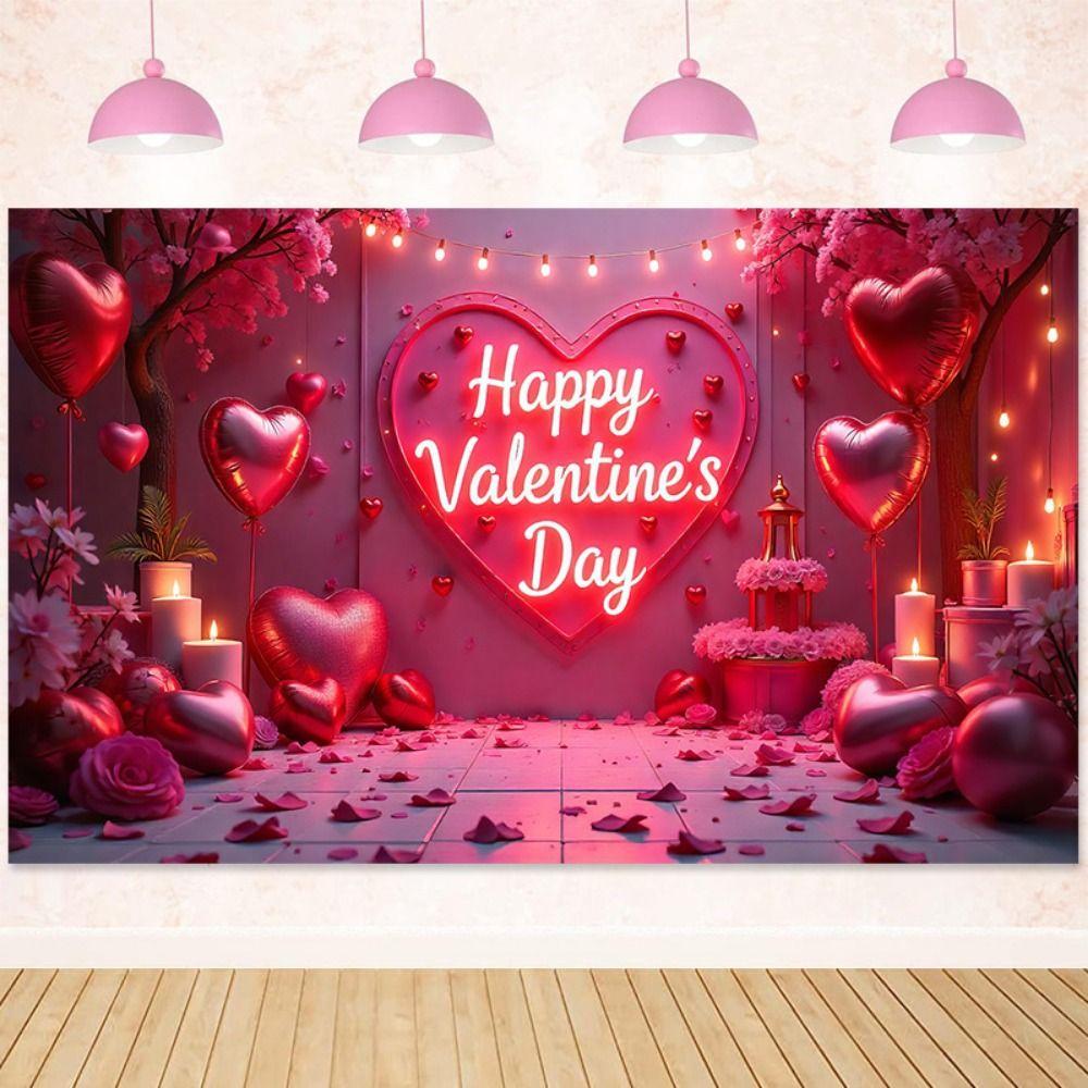 Rose Valentine's Day Photography Backdrop Balloon Happy Valentine's Day Banner Home Party Decor