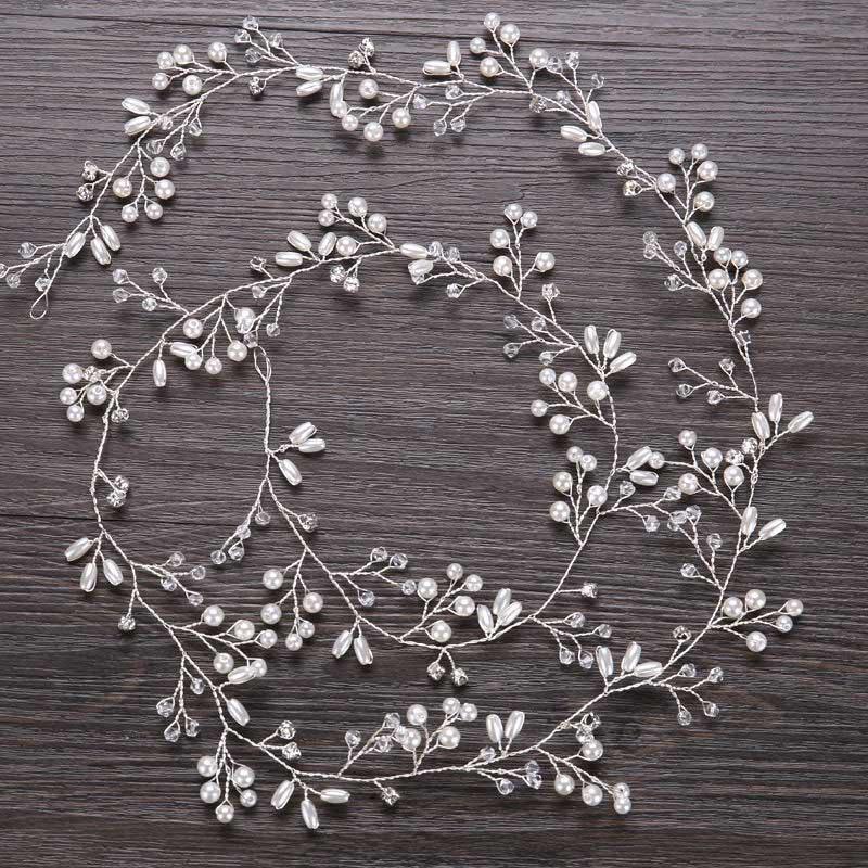 Fake Pearl Crystal Wedding Hair Vine Crystal Bridal Accessories Diamante Headband New ADM