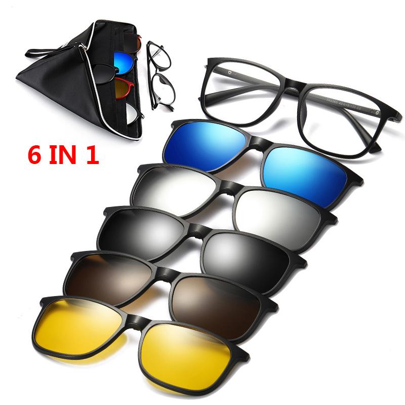 Clip On Sun Glasses Women Driving Eyewear 6 In 1 Polarized Hot Sale Clip High Quality Sunglasses Magnet Magnetic Unisex Travel Optical Accessories