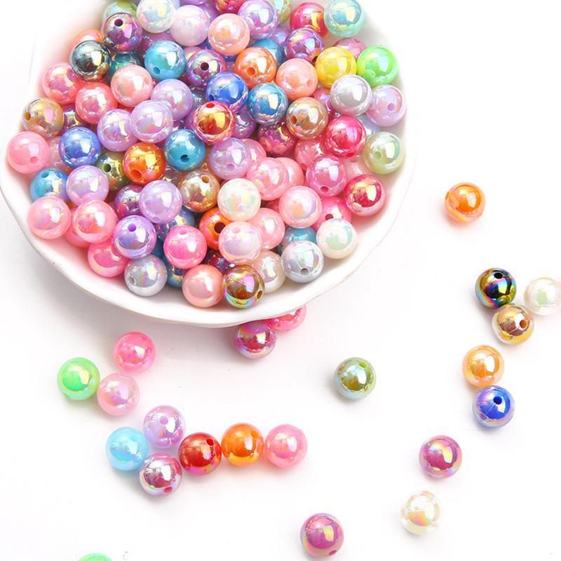 Acrylic ABS Imitation Pearl AB Color Round Beads for DIY Bracelets and Jewelry Accessories