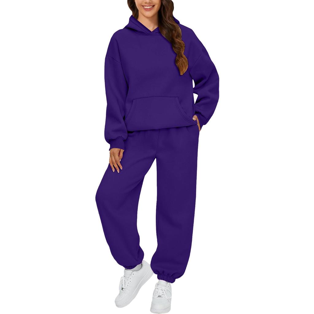 Womens 2 Piece Outfits Hoodie Sweatsuit Sets Oversized Sweatshirt Baggy Fall Fashion Sweatpants With Pockets