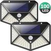 Gift-2 Pack Outdoor Solar Lamp 100 Led Lighting Motion Sensor Wall Light