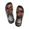 Men's Sandals Solid Color Open Toe Mens Leather Sandals 2024 New Slippers Beach for Male Leather Footwear