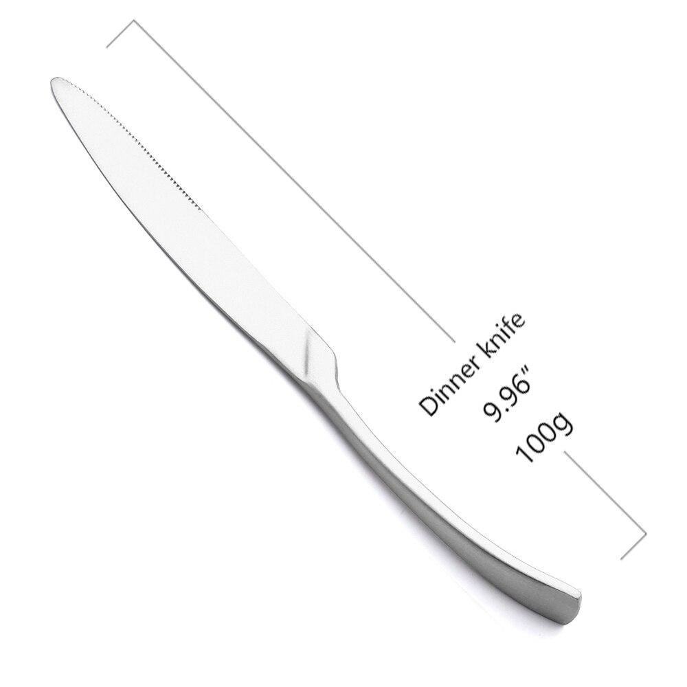 1Pc Matte Silver Steak Knife Fork Teaspoon Flatware 18/10 Stainless Steel Dinnerware Dessert Cutlery Kitchen Western Tableware Heavy Duty