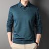 Business Lapel Fashion Striped Knitted Sweater Men's New Fake Two-Piece Knitted Sweaters Young and Middle-Aged Shirt Collar Top