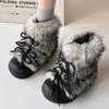 Winter Furry Women Snow Boots Concise Height Increase Shoes Female Thick Sole Warm Cotton Short Booties De Muje