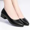 Fashion Spring Work Shoes Black Professional Women Comfort Round Toe Shoes Pumps Low-heeled Soft Leather Office Career Formal Shoes