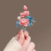 Fashion Chinese Style Enamel Peony Flowers Brooches For Women Clothing Coat Party Accessries Gifts