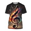 Art Musical Notes Music T-shirt For Men Retro Design Flower Graphic Short Sleeve T Shirts Party Hip Hop Funny Fashion Tee Top