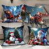Christmas Pillow Cover Home Decoration Animated Printed Polyester Cushion Cover Sofa New Pillow