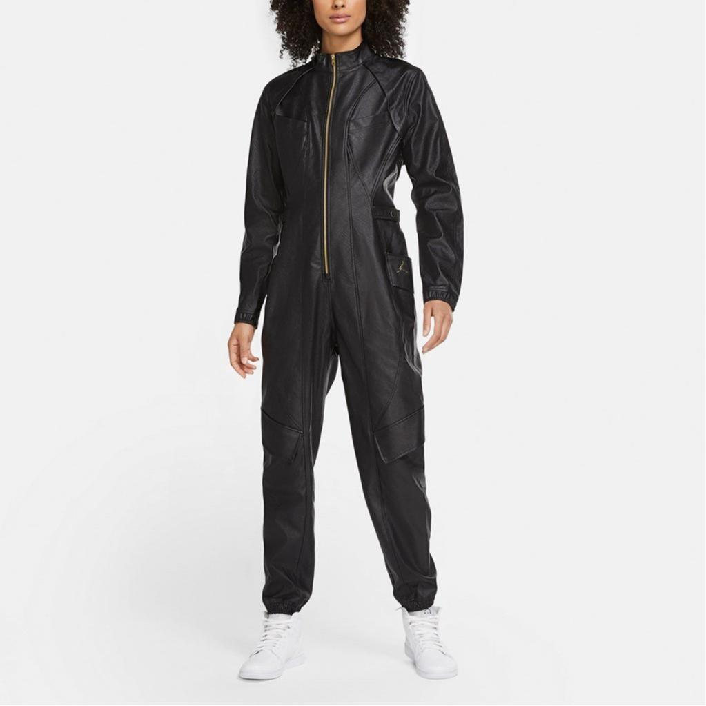 Jordan Court-To-Runway High-Neck Zip-Up Solid Jumpsuit Women Jumpsuit Black CW6476-010