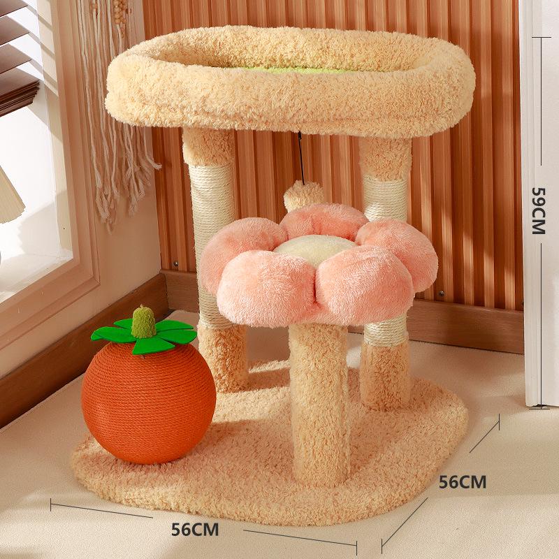 Compact Cross-Border Cat Climbing Frame: Large Cat Tree with Integrated Cat Nest, Space-Saving Design, Foreign Style