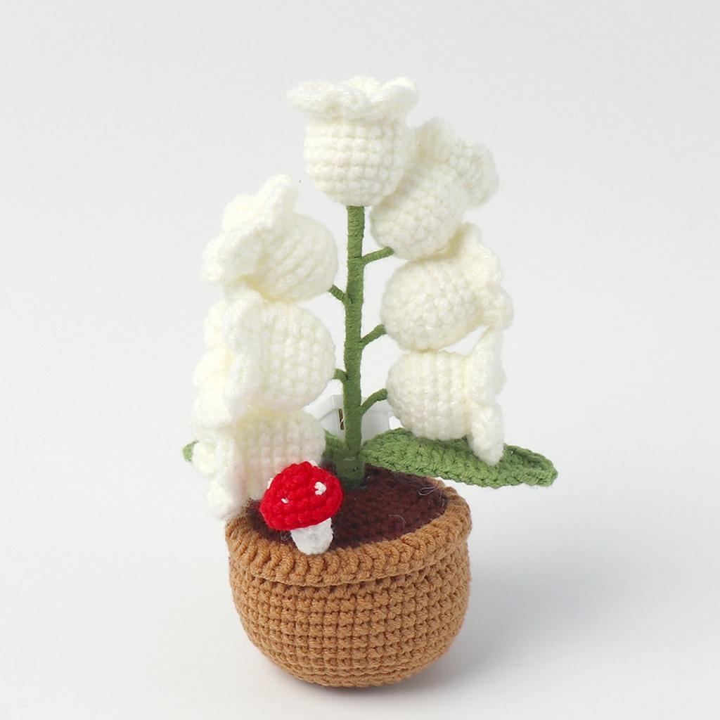 Lily Of The Valley Night Light Woven Ornaments Table Lamp Handknitted Wool LED Desktop Small Potted Decoration Creative Gift